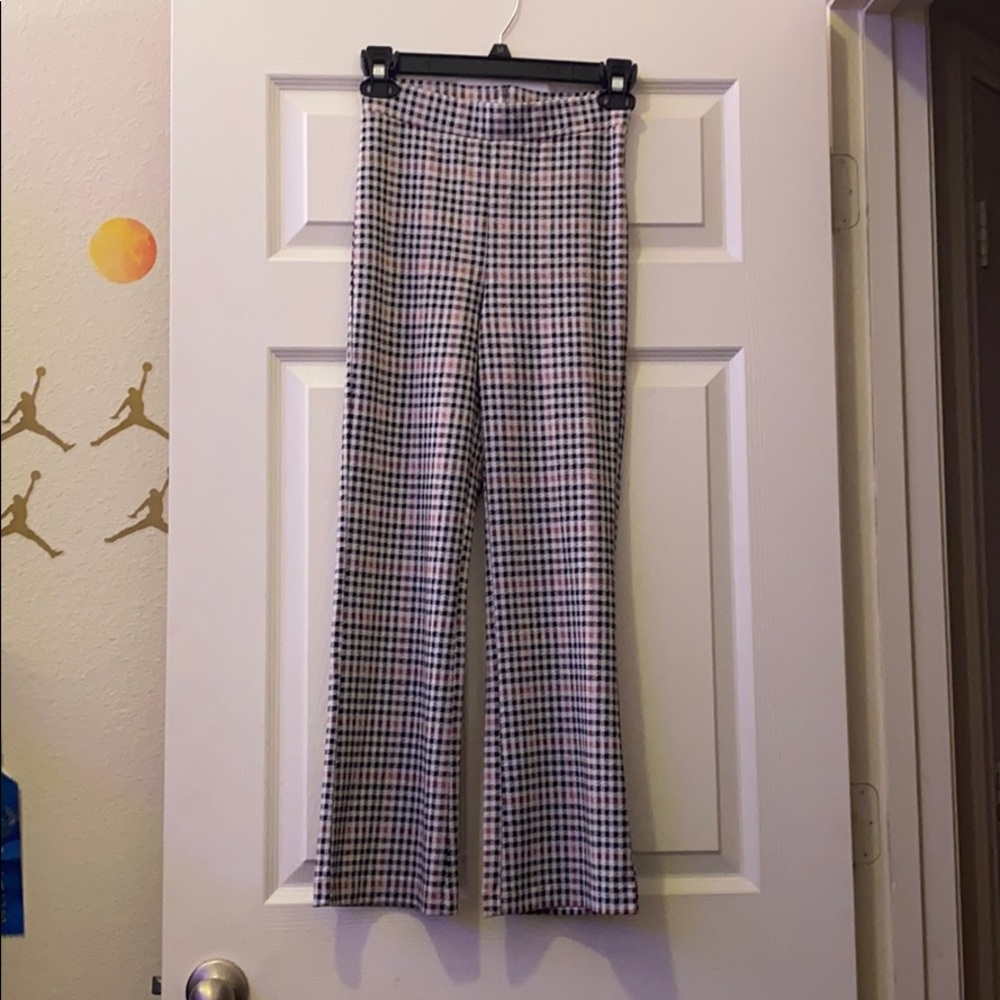 plaid flare leggings
